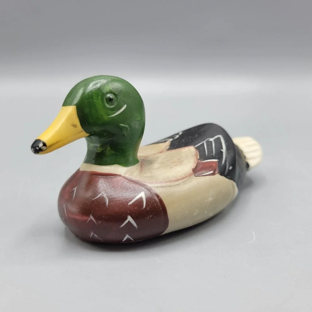Vtg Hand Painted Ceramic Mallard Duck Figurine Decor Collectible 2